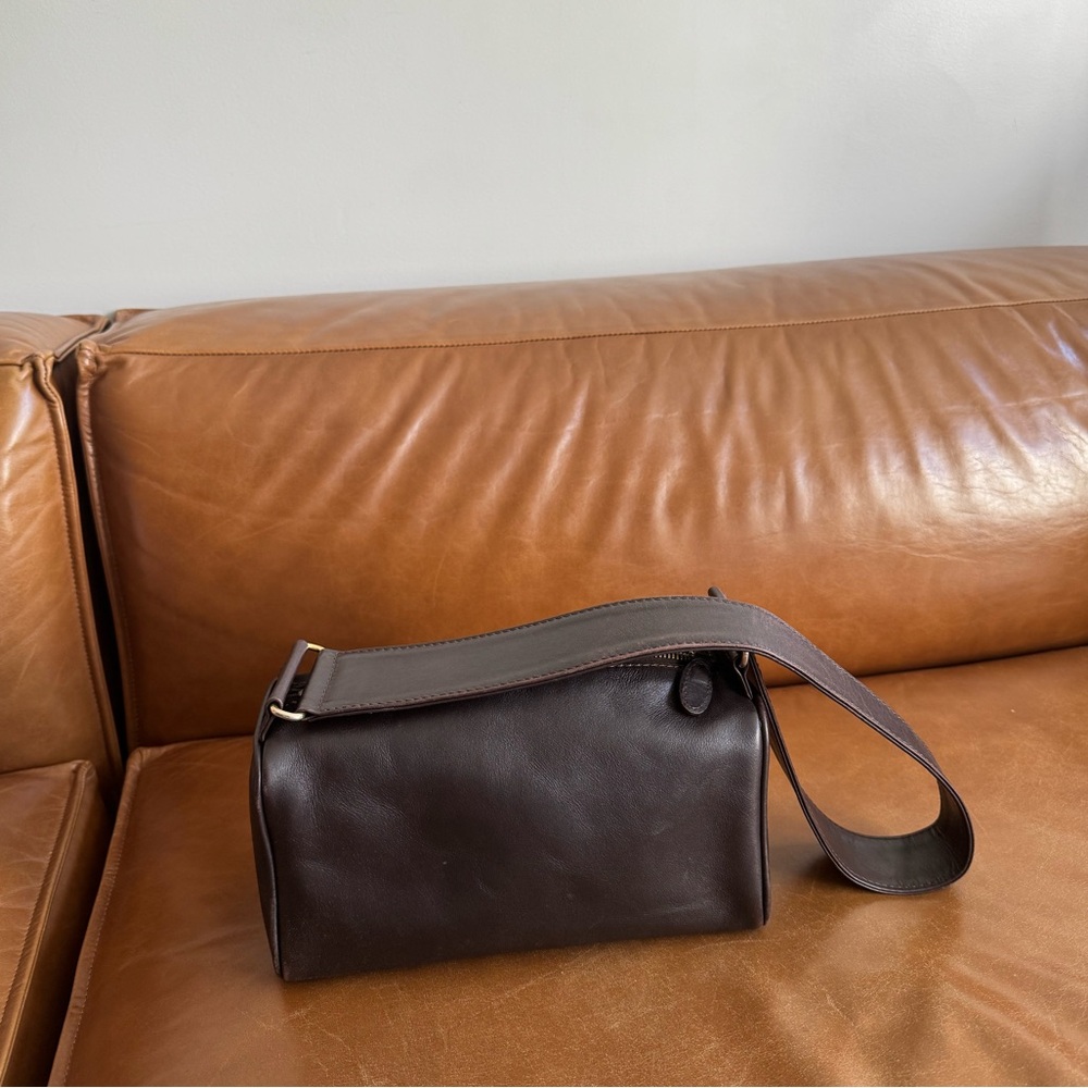 Chocolate brown leather shoulder bag saks fifth avenue
